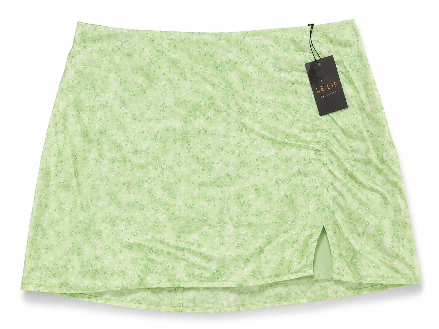 Jupe courte LE LIS Collection verte imprimée fleurie Taille M neuve avec étiquette